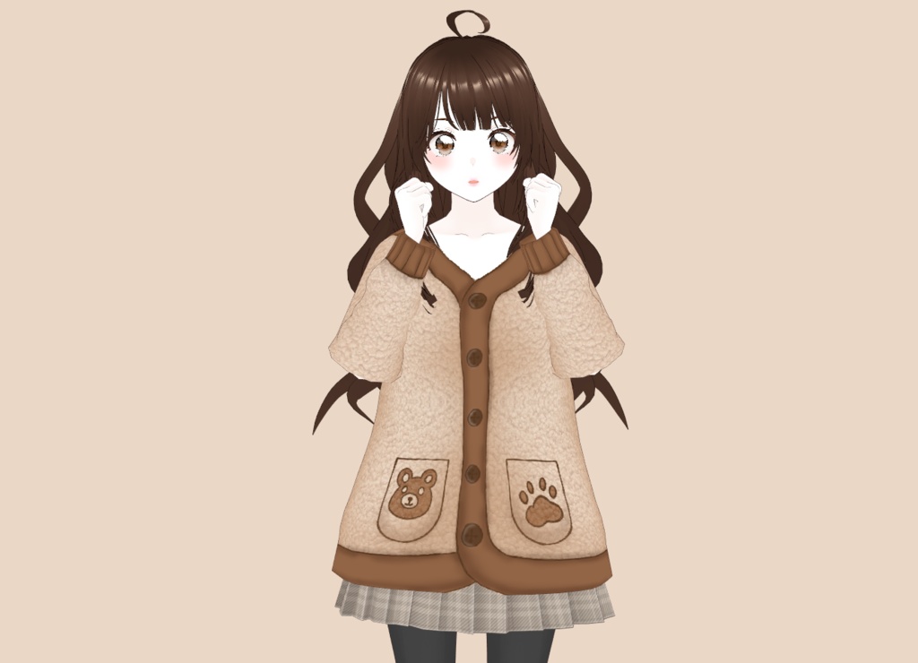 Cute Bear Hoodie (Fleece/Moco-Moco) / クマ耳パーカー (もこもこ) VRoid Texture