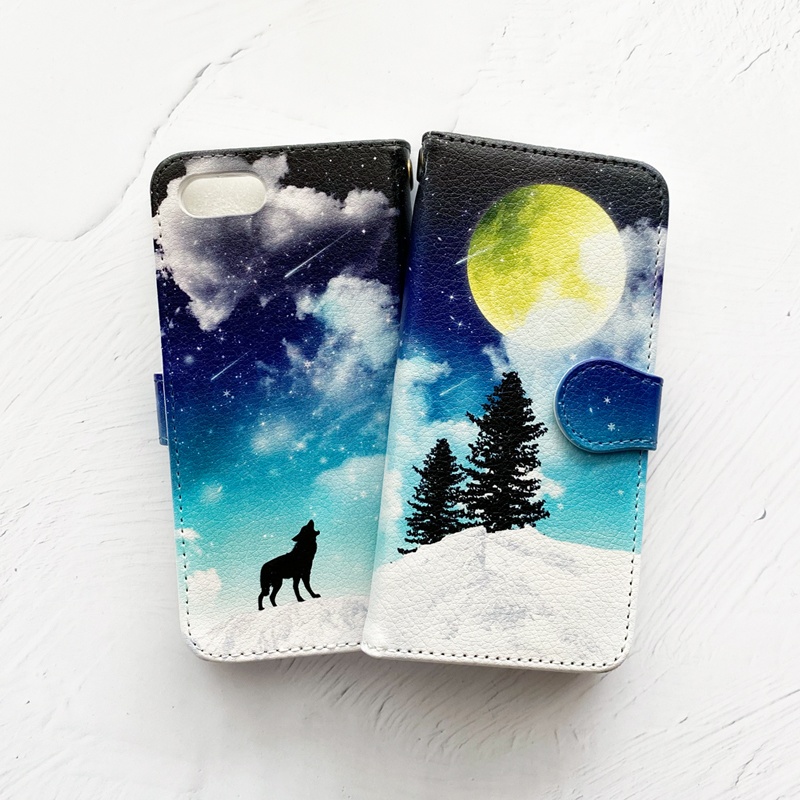 満月の星空 手帳型 iPhoneケース スマホケース