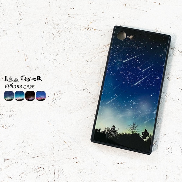 流星 iPhoneケース TPU スクエア型 強化ガラス