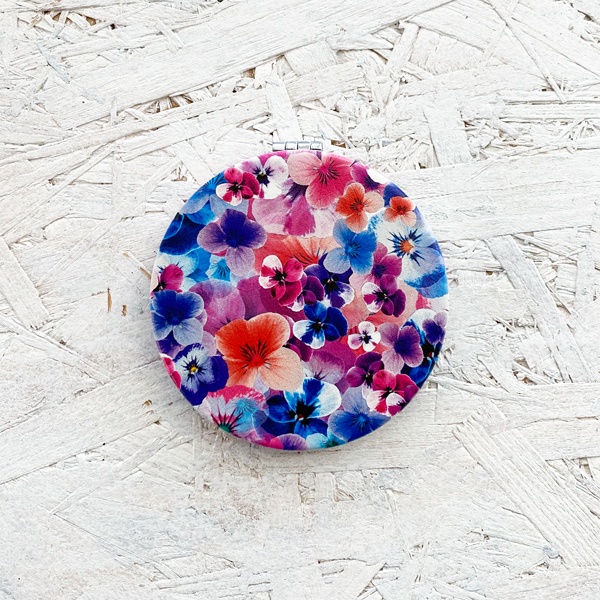 パンジー 折りたたみコンパクトミラー 手鏡