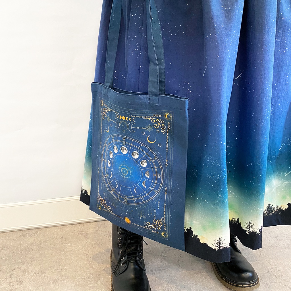 月の満ち欠け・12星座 トートバッグ