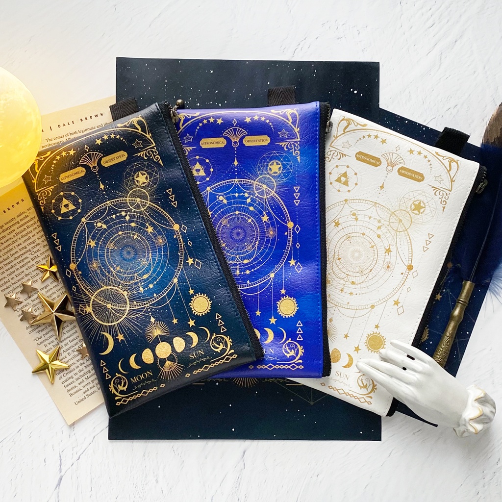 空想天体古書II・月の満ち欠け 平ポーチ / 小物入れ