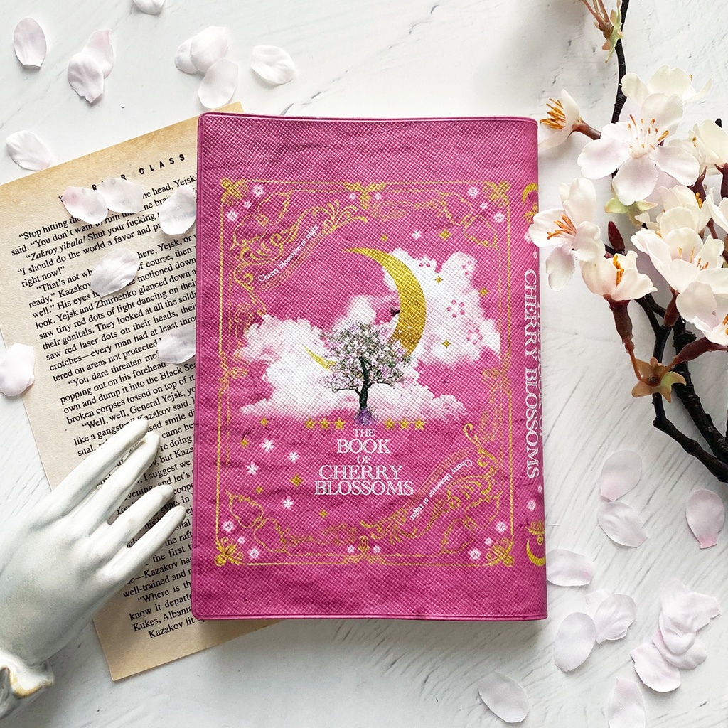 架空の洋書 夜桜の本（PINK） ブックカバー