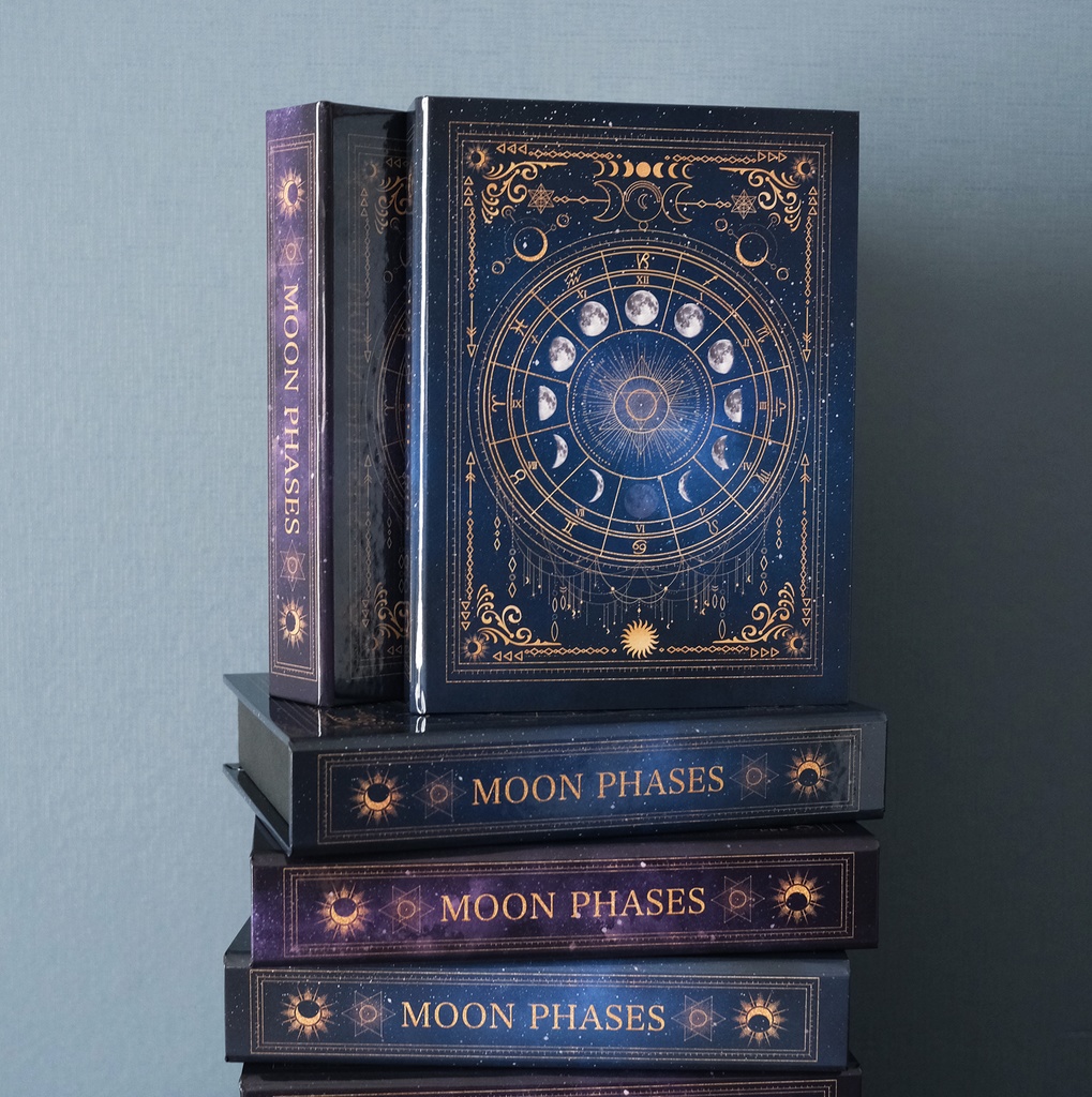 魔法の本のようなブックボックス "月の満ち欠け・12星座" / 小物入れ
