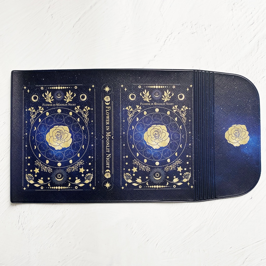架空の洋書 "月夜の花" 12星座とアンティークフラワーの本 ブックカバー(ギャラクシー)・手帳カバー(A6)ほぼ日手帳カバー 文庫本