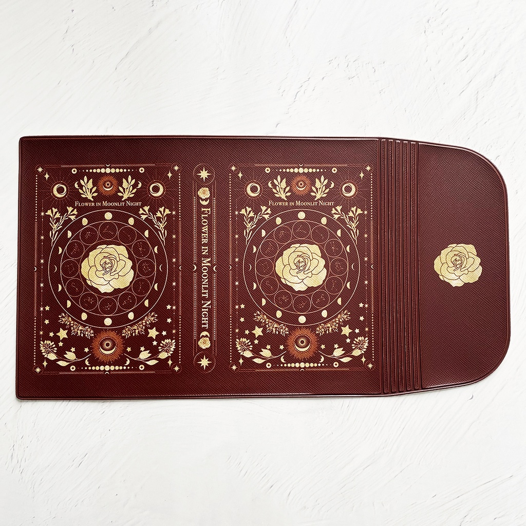 架空の洋書 "月夜の花" 12星座とアンティークフラワーの本 ブックカバー(ギャラクシー)・手帳カバー(A6)ほぼ日手帳カバー 文庫本