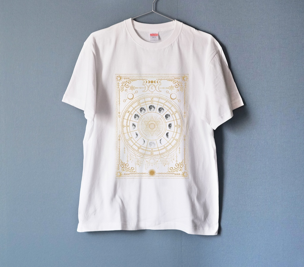 月の満ち欠け・12星座 Tシャツ WHITE（men&women）