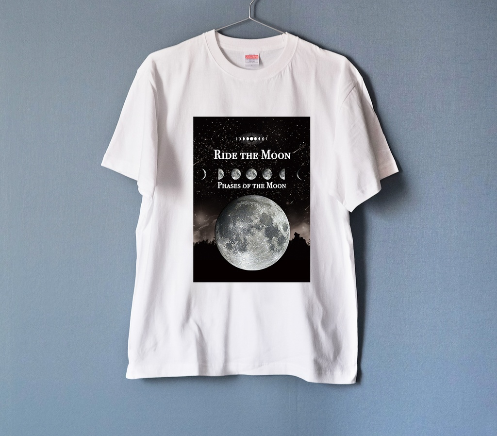 全3カラー・月の事柄が描かれた "RIDE THE MOON" Tシャツ WHITE(men&women)