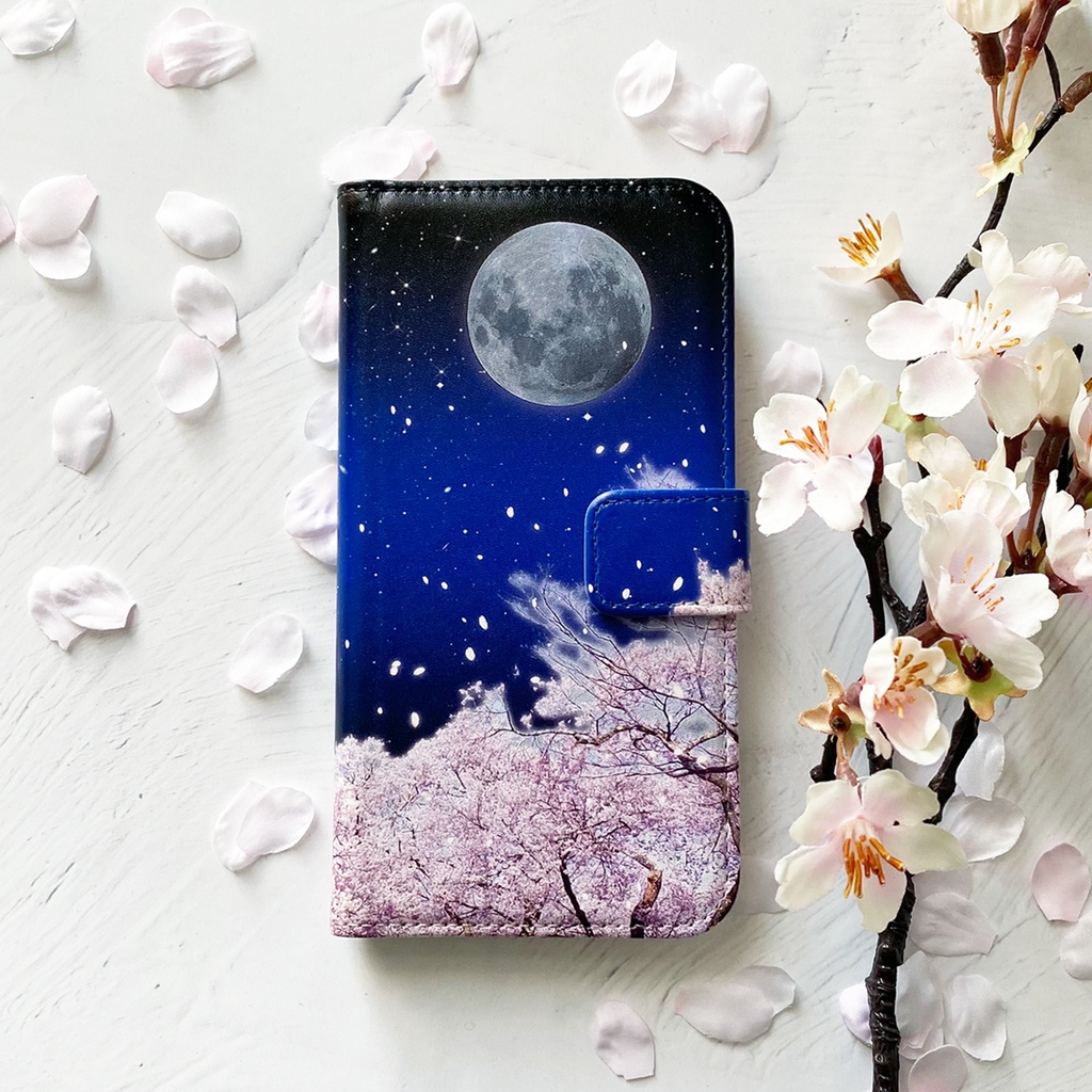 夜桜 手帳型 iPhoneケース スマホケース