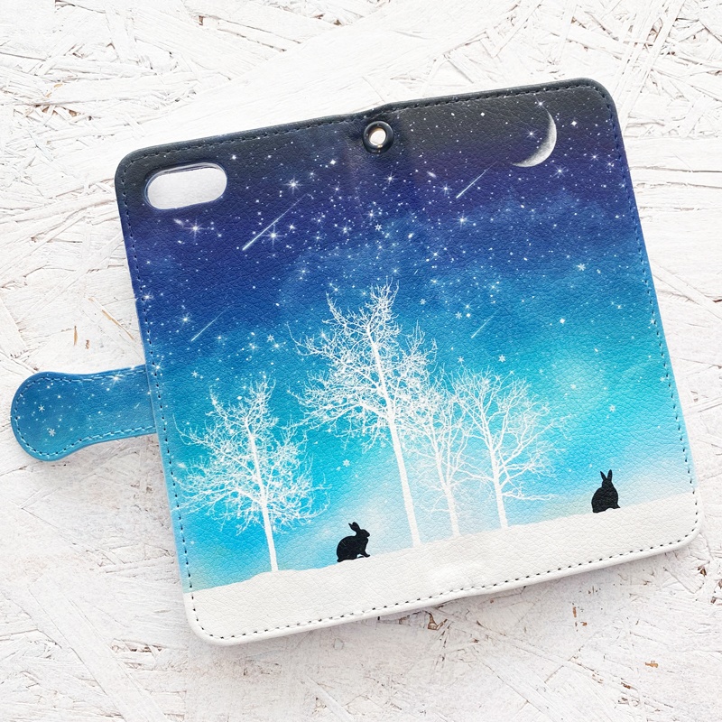 冬の星空(うさぎ) 手帳型 iPhoneケース スマホケース