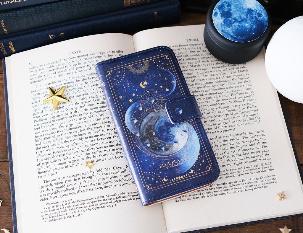 本のような手帳型スマホケース 青の惑星 "BLUE PLANET" iPhoneケース