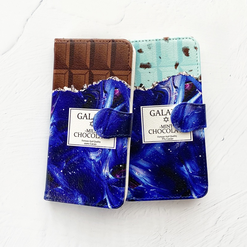 Galaxyチョコレート チョコミント 手帳型 Iphoneケース スマホケース Lala Clover Booth