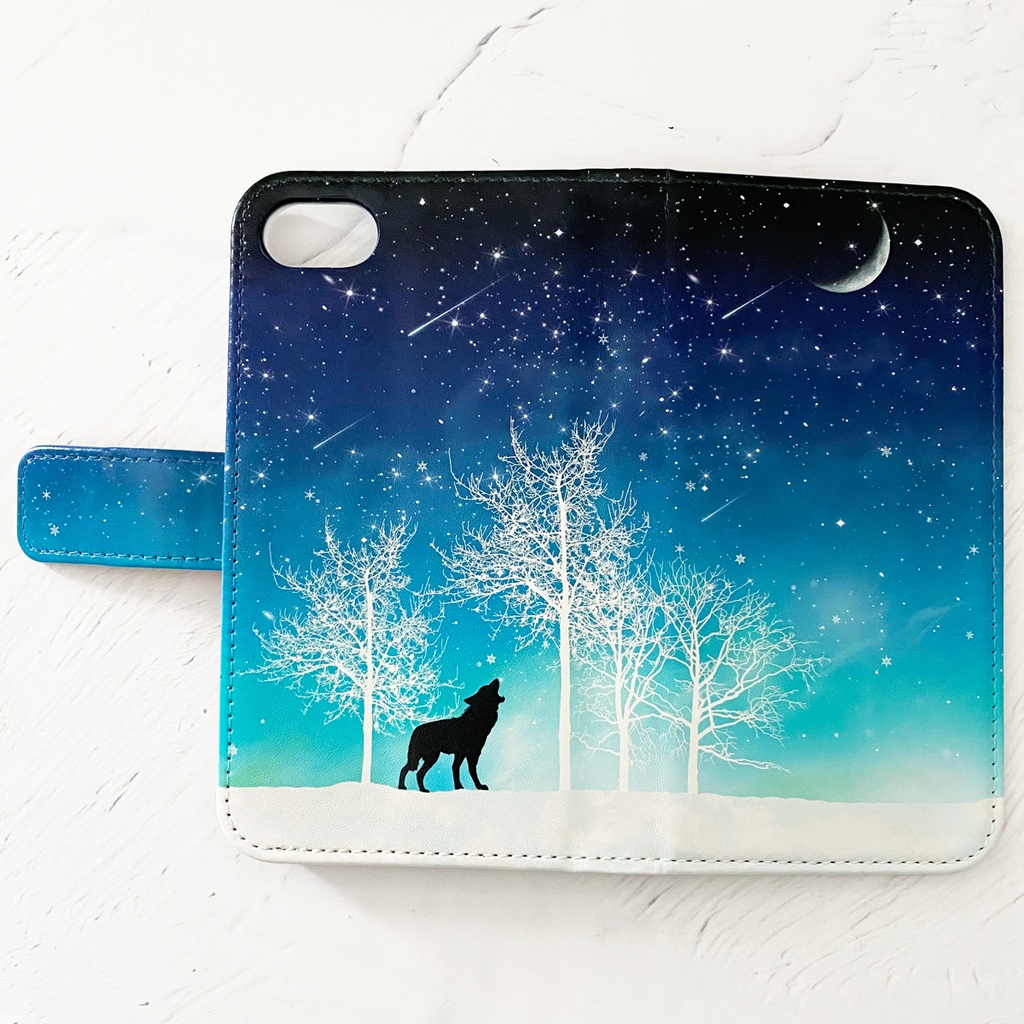 冬の星空（狼） 手帳型 iPhoneケース スマホケース