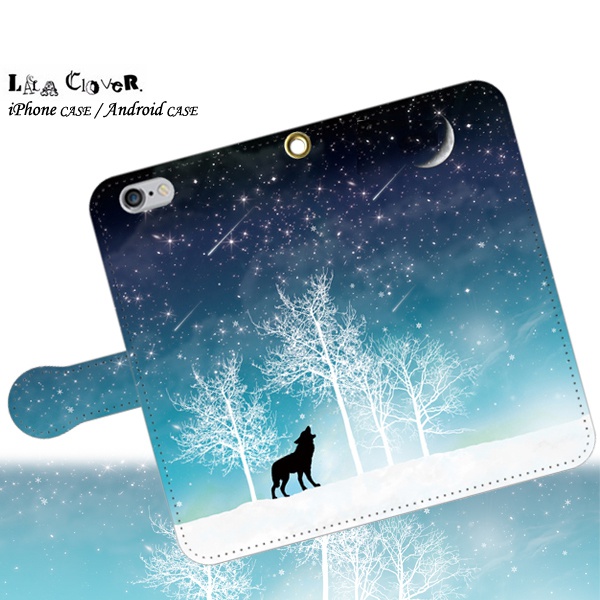 冬の星空(狼) 手帳型 iPhoneケース スマホケース