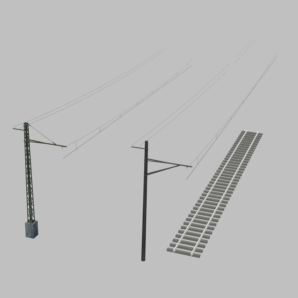 【VRChat想定】単線架線柱