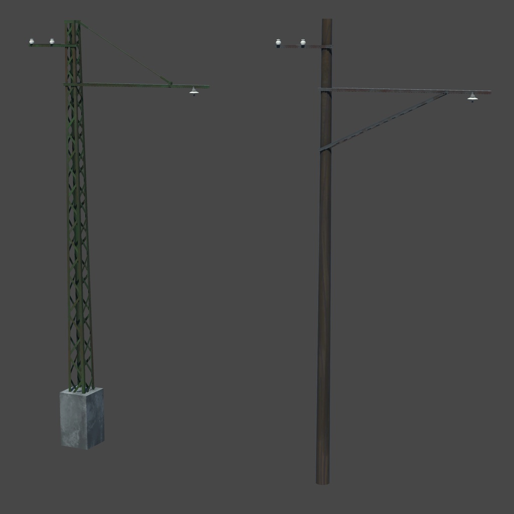 【VRChat想定】単線架線柱