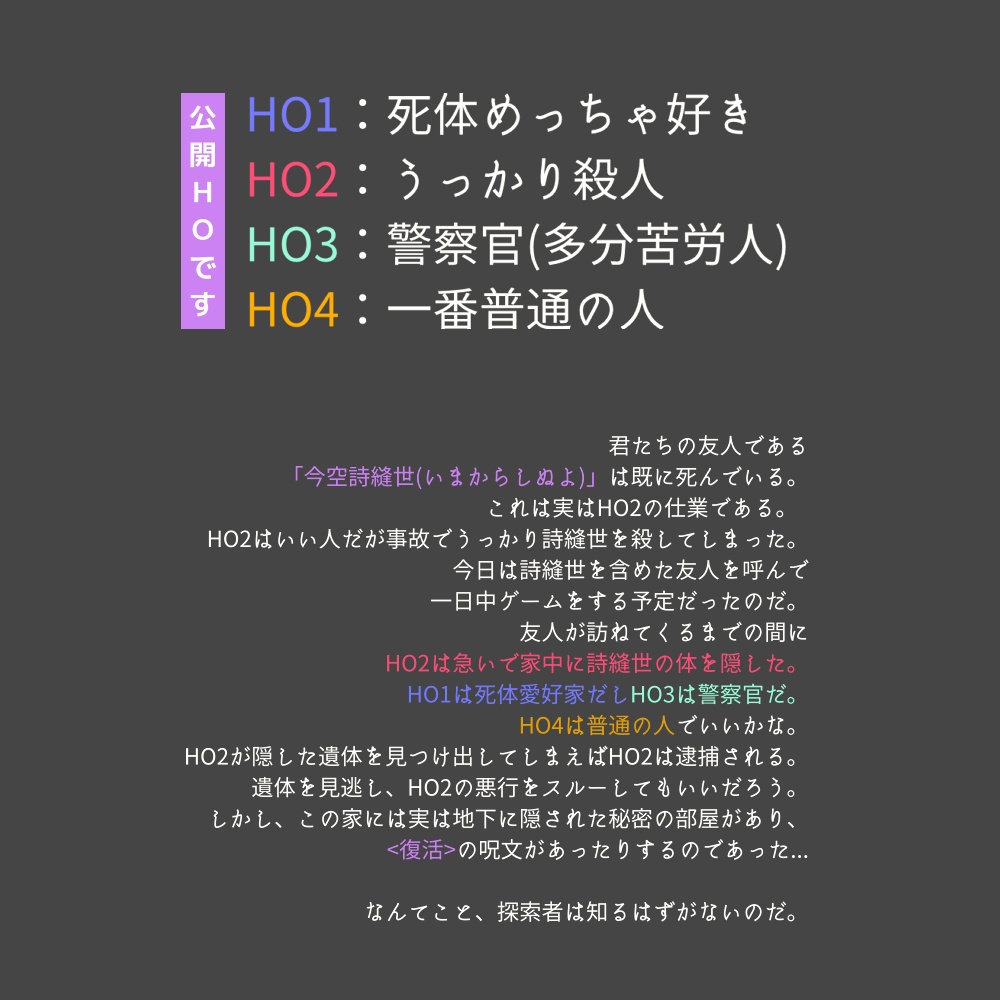 ぼくはなにもしらない~この事件の犯人はHO2~【CoCシナリオ】