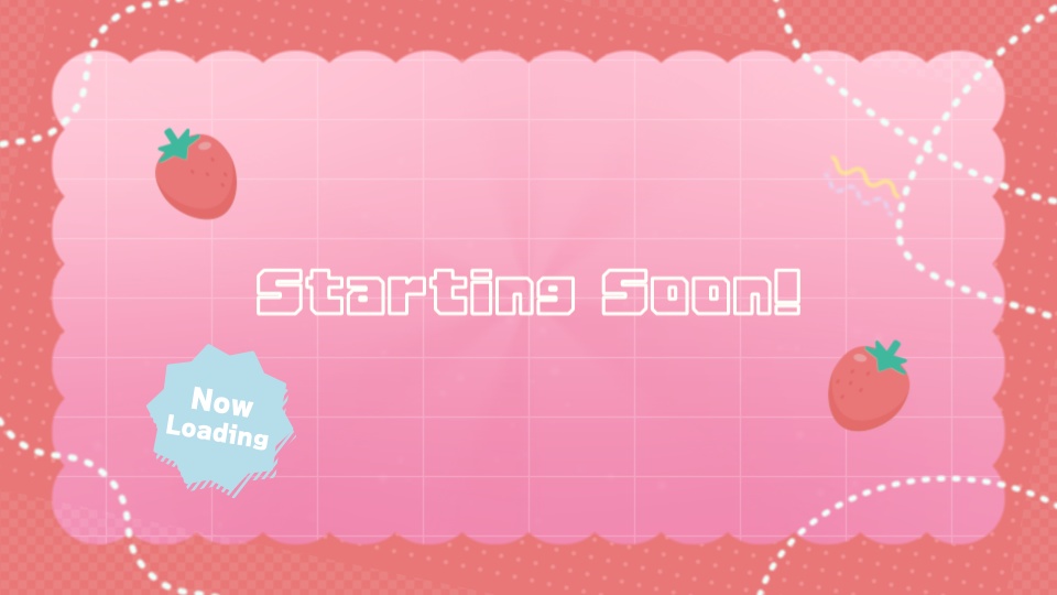 【配信者向け】「Strawberry Fizz」待機/離席/終了画面の動画素材_BRB_Stream Screen