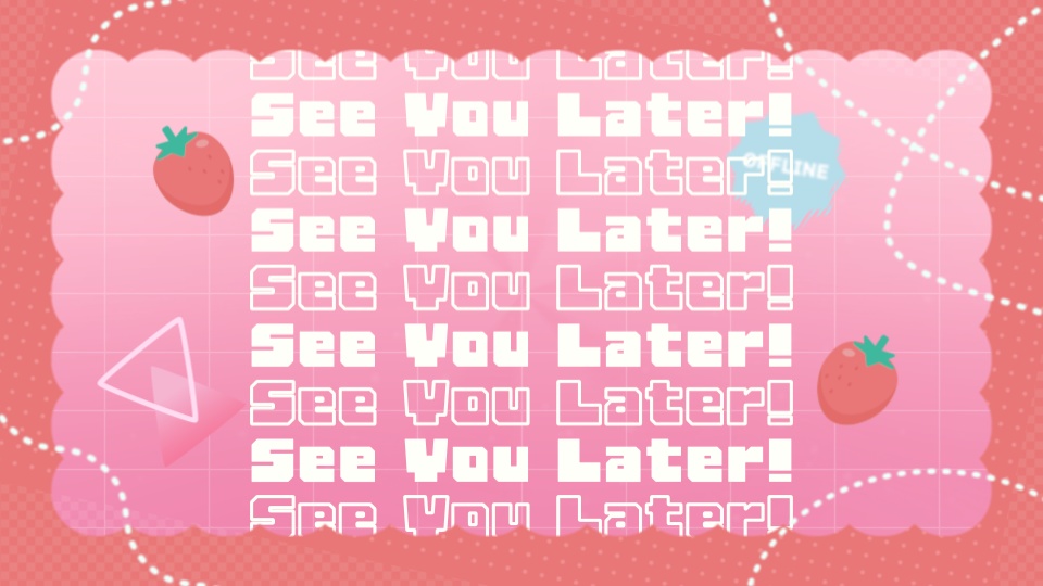 【配信者向け】「Strawberry Fizz」待機/離席/終了画面の動画素材_BRB_Stream Screen