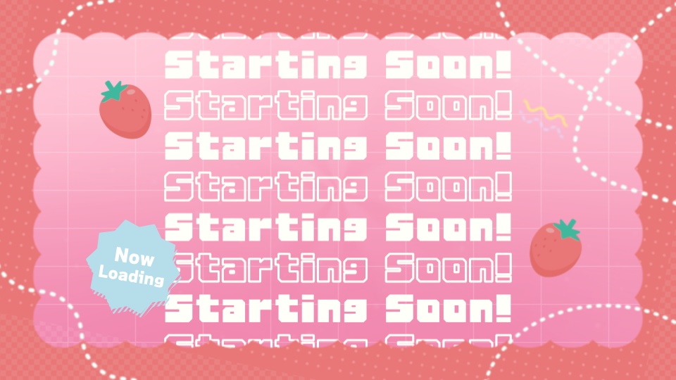 【配信者向け】「Strawberry Fizz」待機/離席/終了画面の動画素材_BRB_Stream Screen