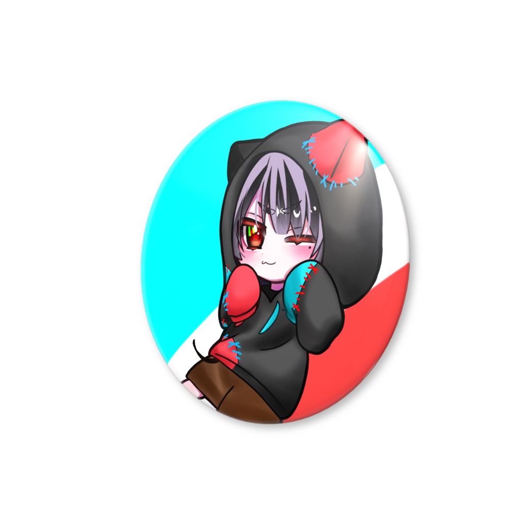 あまの。くんの缶バッジ(フードありのすがた)