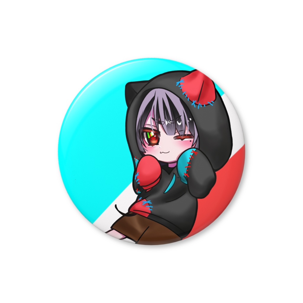 あまの。くんの缶バッジ(フードありのすがた)