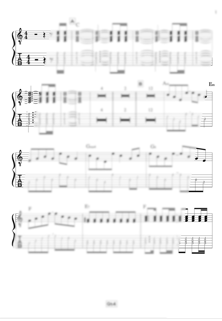 TAB譜:毎日トレーニングLEVEL1【the beginning of hope】