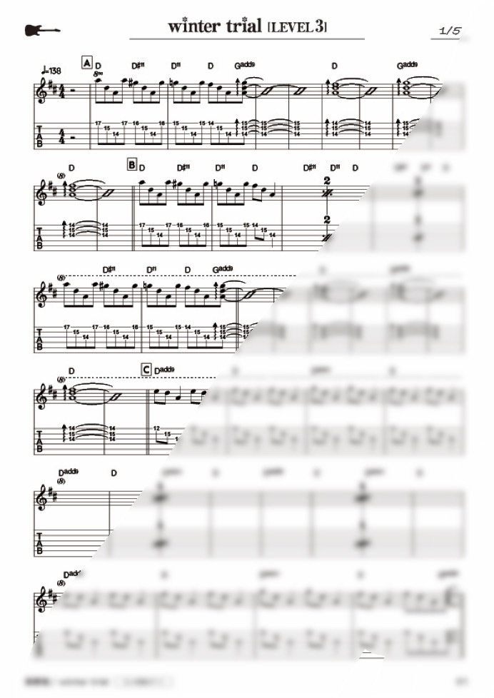 TAB譜:毎日トレーニングLEVEL3【winter trial】