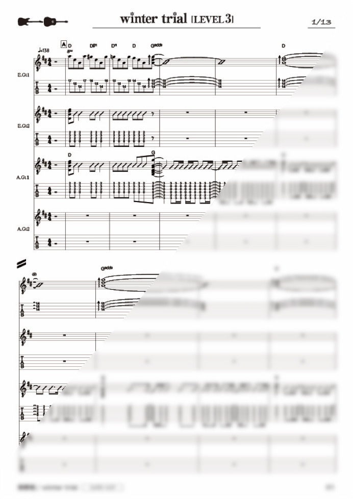 TAB譜:毎日トレーニングLEVEL3【winter trial】