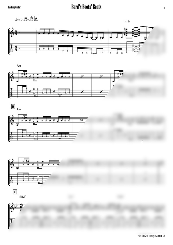 【TAB譜&カラオケ音源】Bard's Boots' Beats