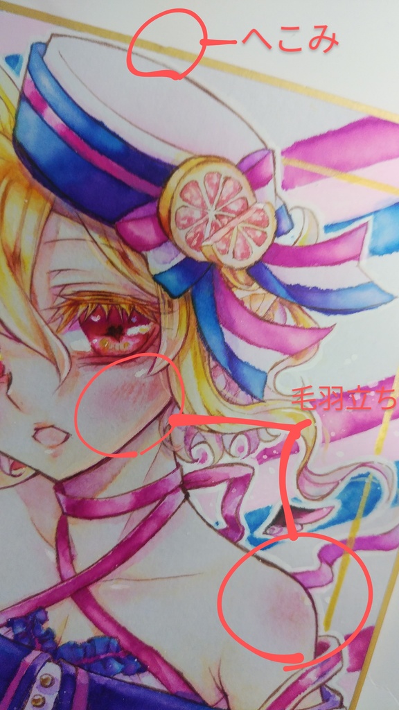 ミニ色紙原画・ハニエラ♂(マリンver)