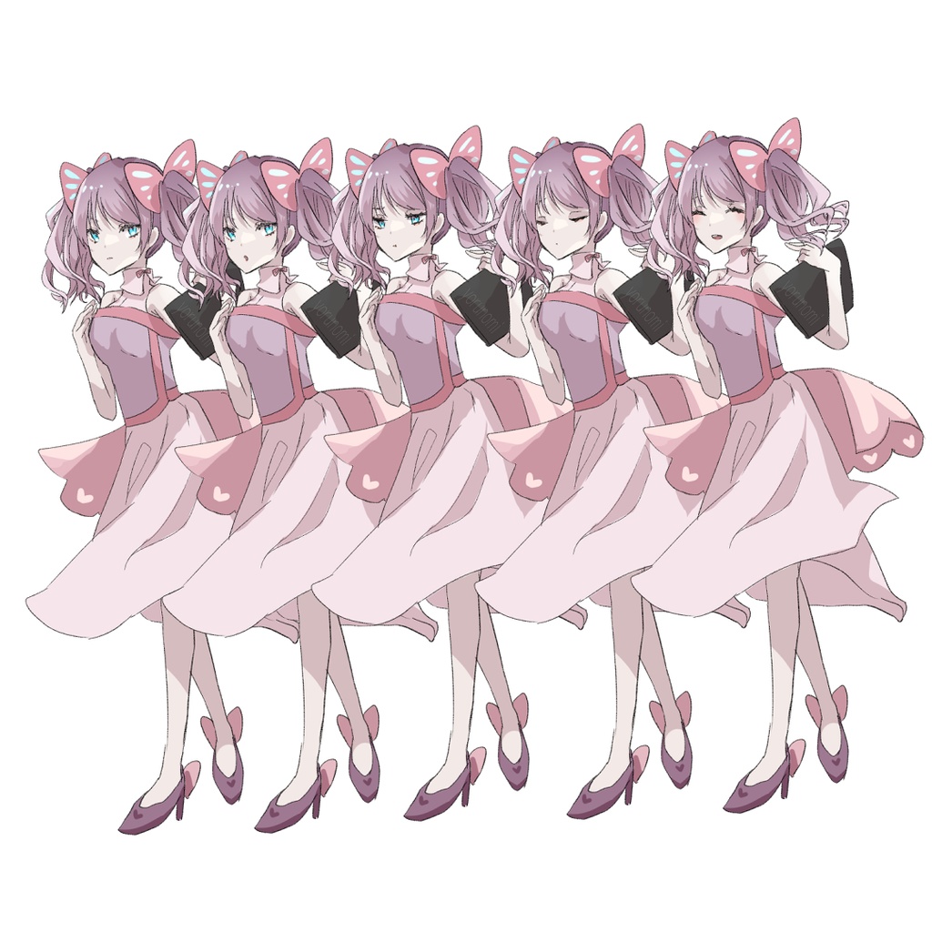 蝶々っぽい女の子の立ち絵【無料版あり/表情差分5種】