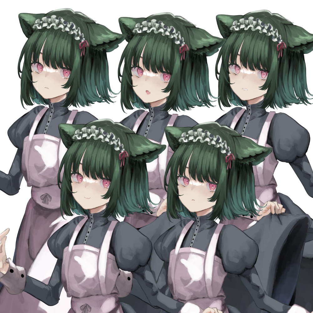 ネコミミメイドの立ち絵素材【無料版あり/表情差分5種】