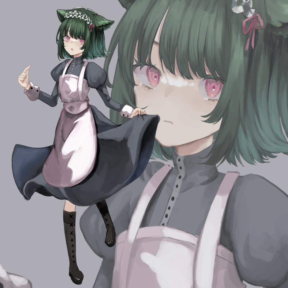 ネコミミメイドの立ち絵素材【無料版あり/表情差分5種】