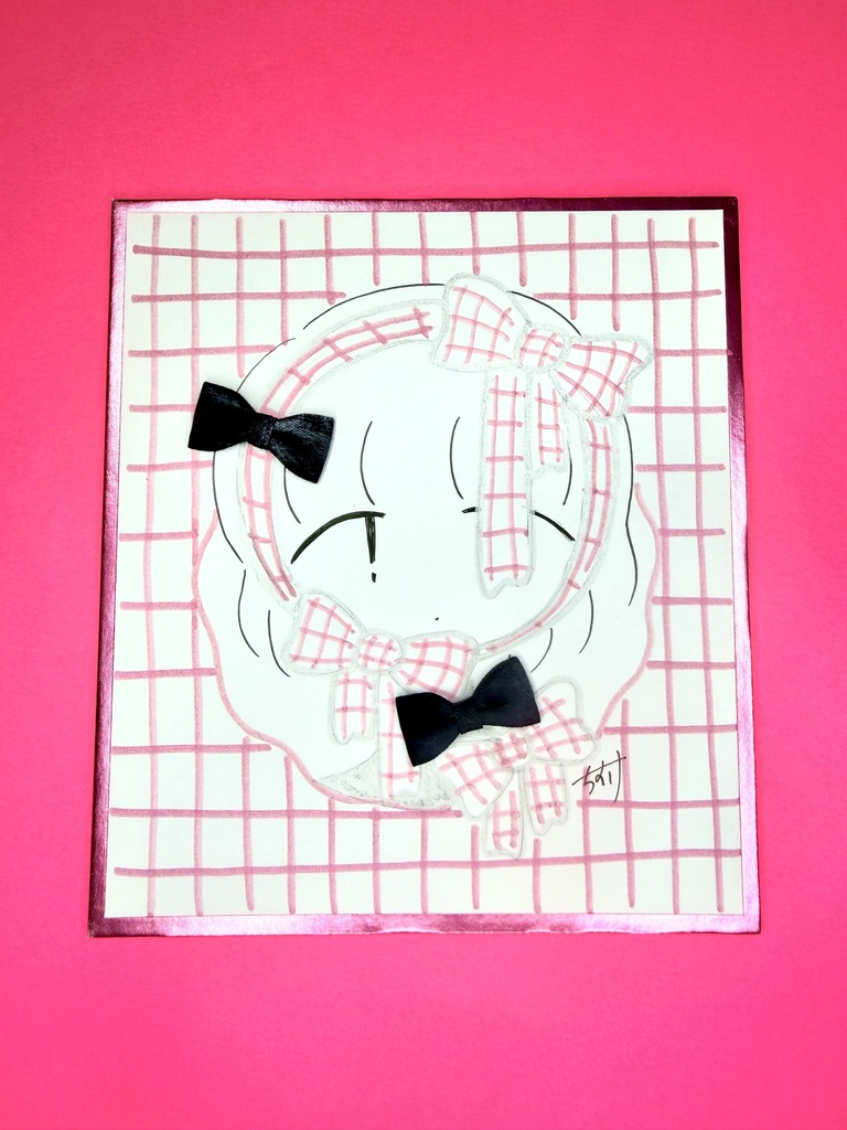 ミニ色紙「ぴんくりぼん」