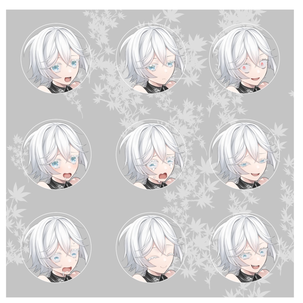 立ち絵素材15 表情全9種+フードあり、なし、被る3パターン