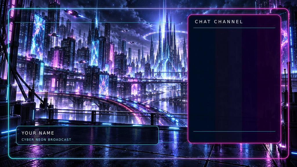 CYBER NEON CITY|サイバーパンク配信画面セット【OBS・VTuber向け】