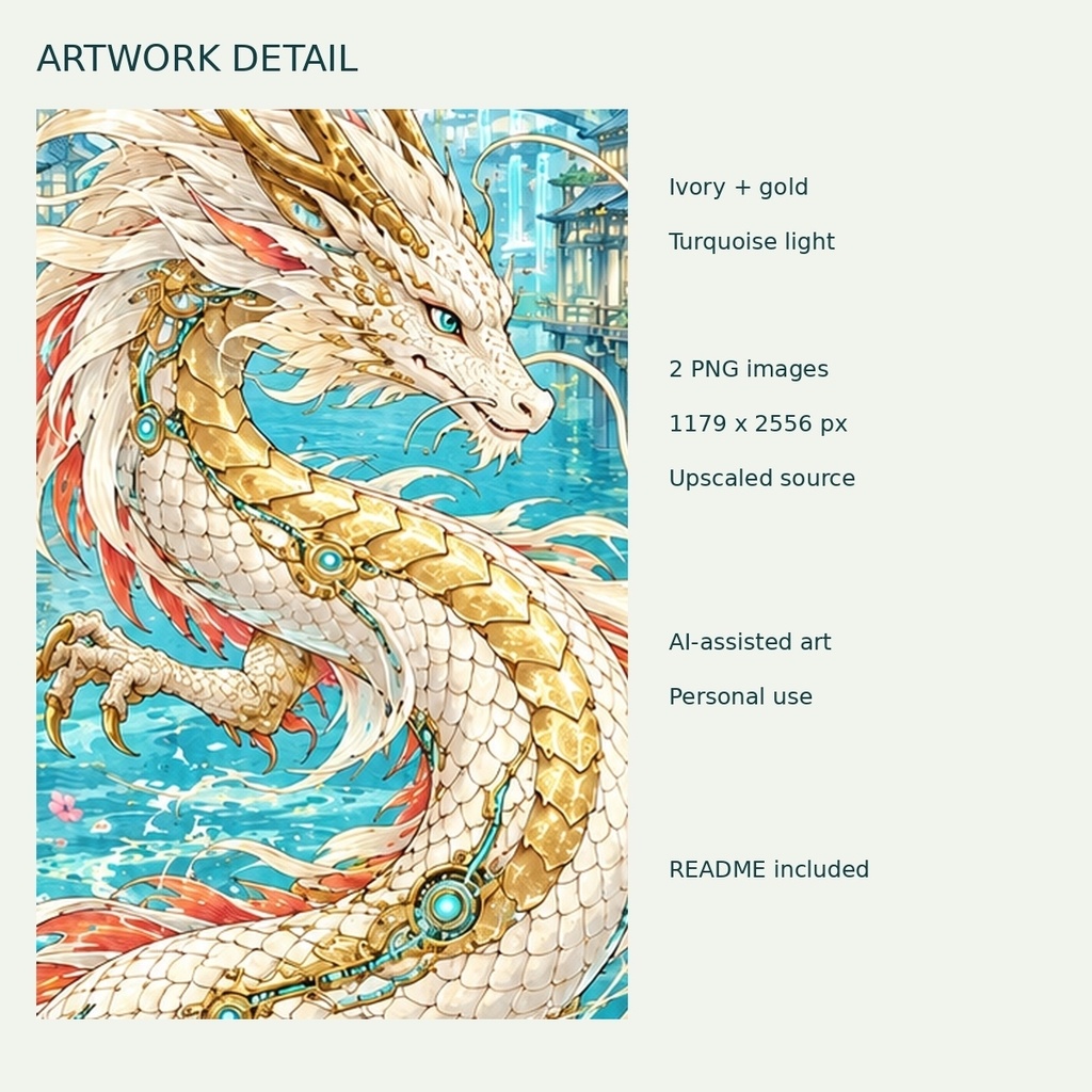 蒼流の白龍｜浮世絵×サイバーパンク スマホ壁紙2枚セット【静止画】
