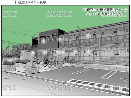 背景素材-アパート1-A