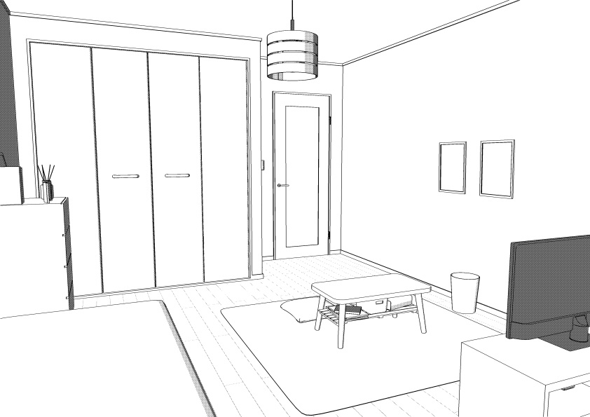 LT変換で楽々作画! 3D素材「room_01」