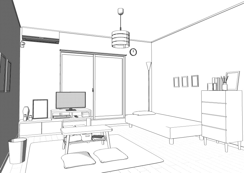 LT変換で楽々作画! 3D素材「room_01」