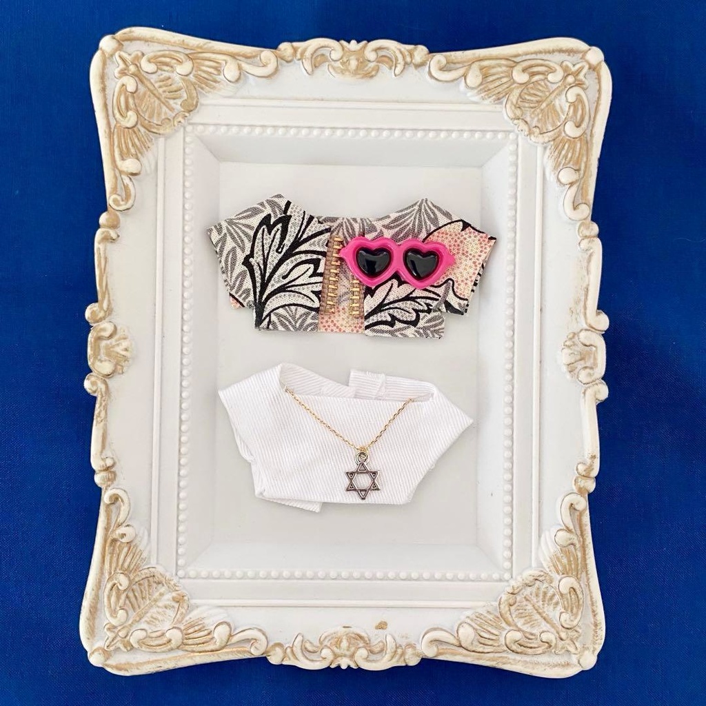 ぬい服10〜12㎝＊2枚セット＊グレー アロハ