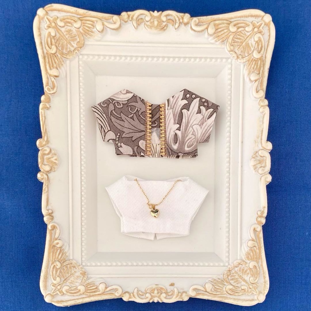 ぬい服10〜12㎝＊2枚セット＊グレーリーフ