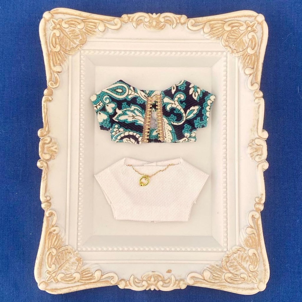 ぬい服10〜12㎝＊2枚セット＊グリーンペイズリー