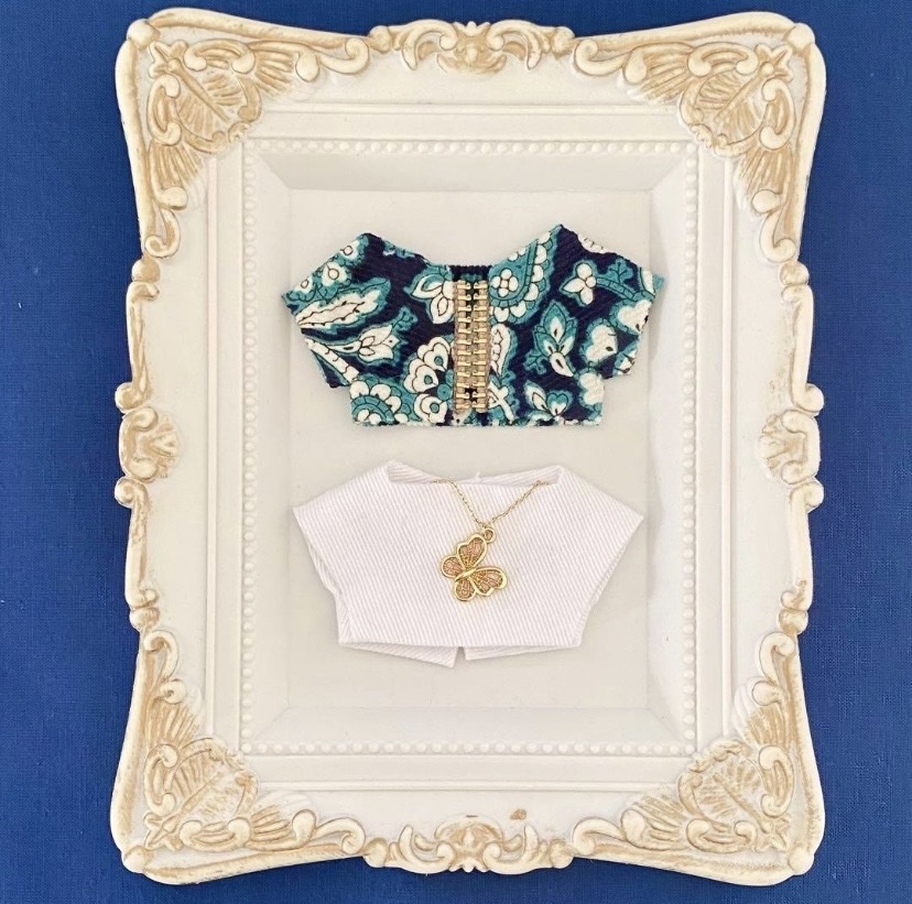 ぬい服10〜12㎝＊2枚セット＊グリーンペイズリー