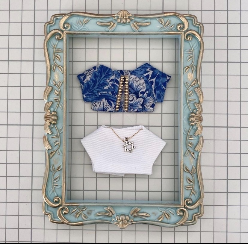 ぬい服10〜12㎝*2枚セット*アフリカン・マリゴールド【ブルー】