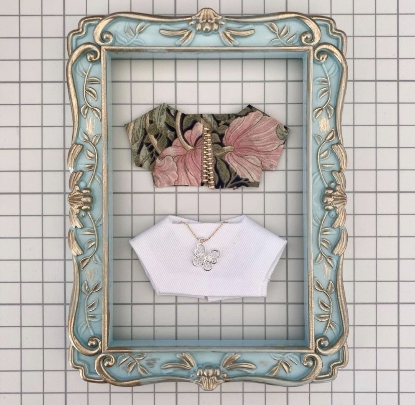 ぬい服10〜12㎝＊2枚セット＊ピンクフラワー