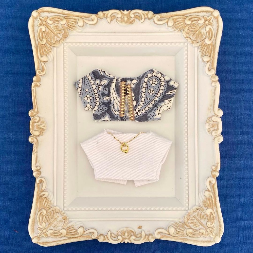 ぬい服10〜12㎝＊2枚セット＊ペイズリー【ブルー】