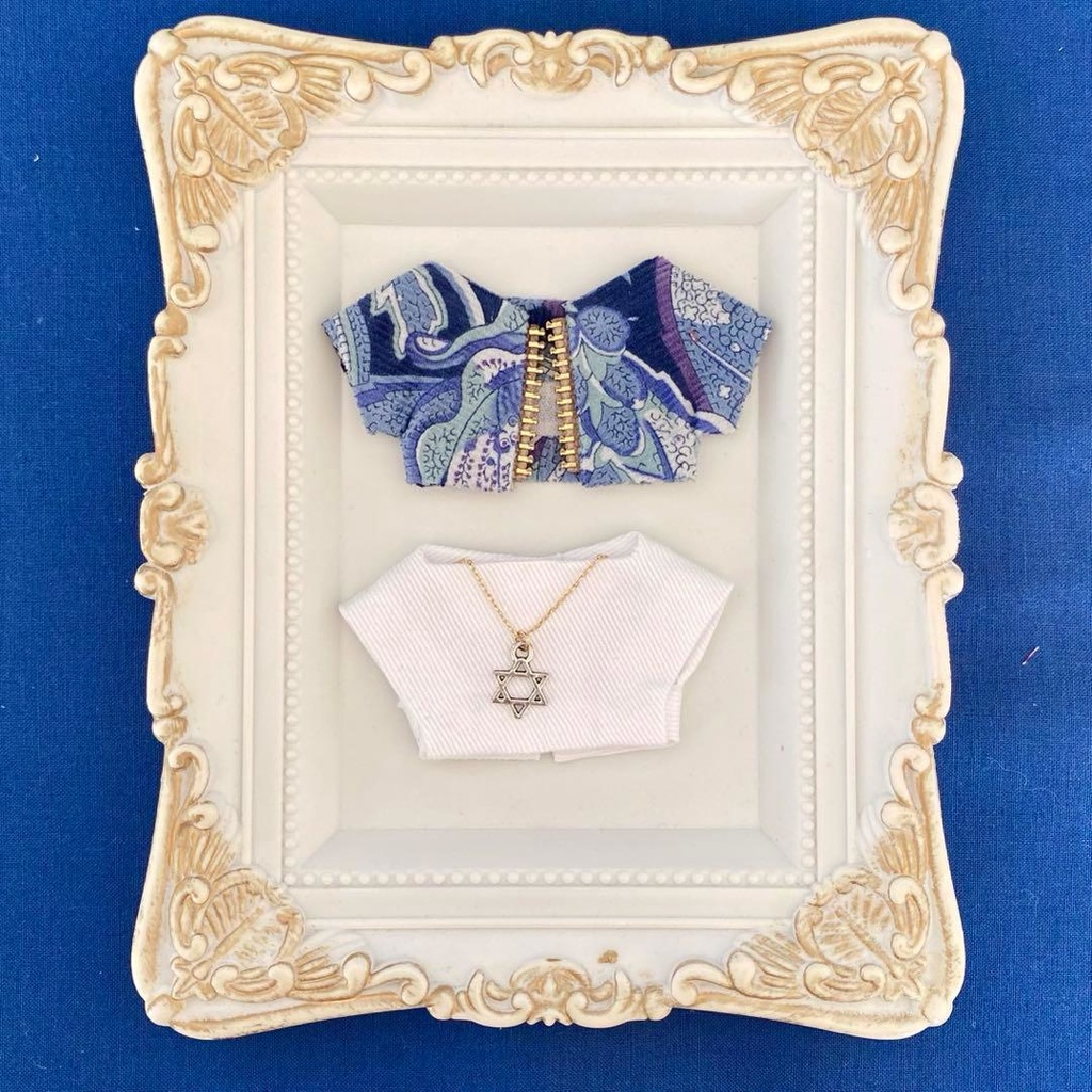 ぬい服10〜12㎝＊2枚セット＊ハワイアン・ペイズリー【ブルー】