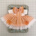 ぬい服15〜16㎝＊チェックのワンピース＊オレンジ